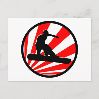 Carte Postale snowboard : raies rouges