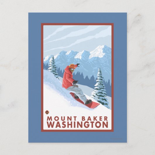 Carte Postale Snowboarder Scene - Mount Baker, Washington (Devant)