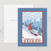 Carte Postale Snowboarder Scene - Timberline Lodge, Oregon (Devant / Derrière)