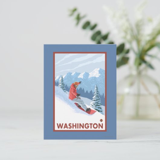 Carte Postale Snowboarder Scene - Washington (Debout devant)
