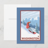 Carte Postale Snowboarder Scene - Washington (Devant / Derrière)