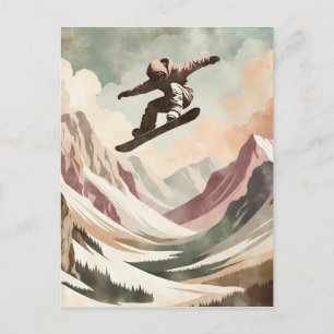 Carte Postale Snowboardeur Profitez des montagnes neigeuses
