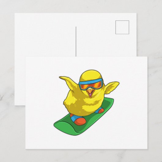 Carte Postale Snowboardeuse Neige Planche à Neige (Devant / Derrière)