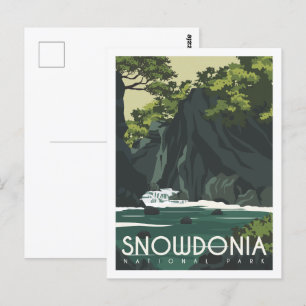 Carte Postale Snowdonia Angleterre Célèbre Voyage Place Illustra