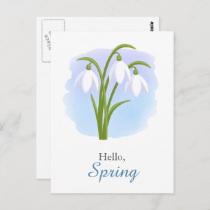 Carte Postale Snowdrops - Fleurs de printemps Aquarelle bleu Cit
