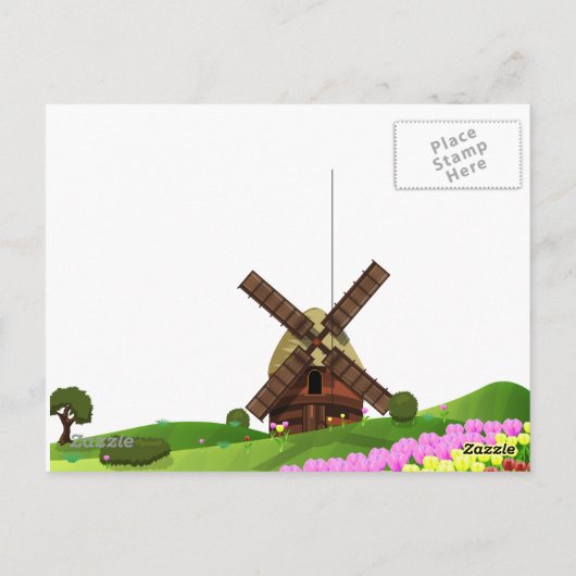 Carte Postale Snowdrops windmill (Dos)