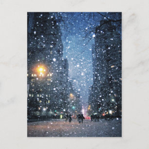 Carte Postale Snowfall de la ville nocturne