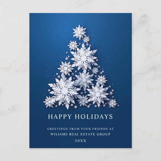 Carte Postale Snowflakes Christmas Tree Salutation d'entreprise (Devant)