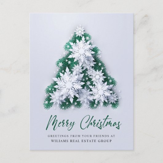 Carte Postale Snowflakes Christmas Tree Salutation d'entreprise (Devant)