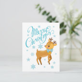 Carte Postale Snowflakes hiver Joyeux Noël Cerf | Vacances (Debout devant)