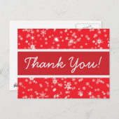 Carte Postale Snowflakes hiver Merci de Noël rouge (Devant / Derrière)