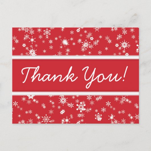 Carte Postale Snowflakes hiver Merci de Noël rouge (Devant)