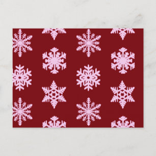 Carte Postale Snowflakes Ikat - Vin Bourgogne et rose