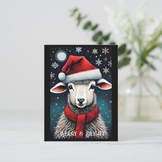 Carte Postale Snowflakes Père Noël Cute Baby Sheep Noël (Debout devant)