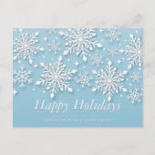 Carte Postale Snowflakes Snow on Blue Holiday Salutations (Devant)