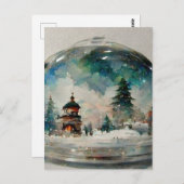 Carte Postale Snowglobe à la surface de l'eau à Noël (Devant / Derrière)