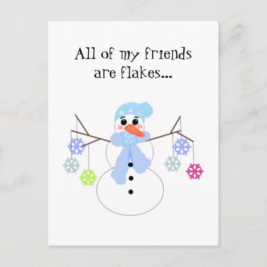 Carte Postale Snowman avec les amis de Snowflake (Devant)