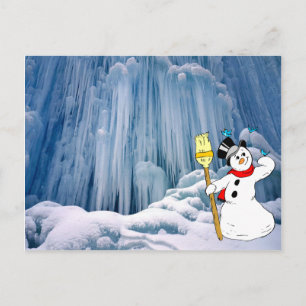 Carte Postale Snowman, Cascade gelée en Haute Jura