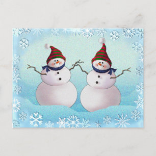 Carte Postale SNOWMAN & CASQUETTES par SHARON SHARPE