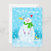 Carte postale Snowman Christmas Holidays (Devant / Derrière)