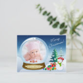 Carte postale Snowman Christmas PHOTO Snow Globe (Debout devant)