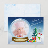 Carte postale Snowman Christmas PHOTO Snow Globe (Devant / Derrière)