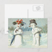 Carte Postale Snowman Couple hiver terrain de neige (Devant / Derrière)