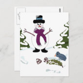 Carte Postale Snowman dans la forêt (Devant / Derrière)