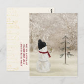 Carte Postale Snowman de Noël avec Gold Star (Devant / Derrière)