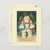 Carte Postale Snowman décoré de la couronne (Devant / Derrière)