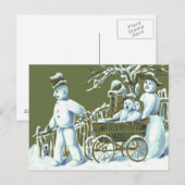 Carte Postale Snowman Family Walk Flâner Neige (Devant / Derrière)