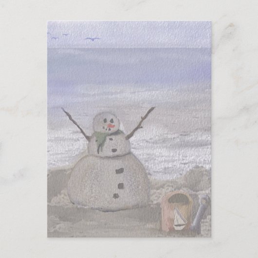 Carte Postale Snowman Froide À La Plage (Devant)