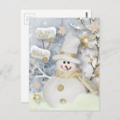 Carte Postale Snowman hiver froid (Devant / Derrière)