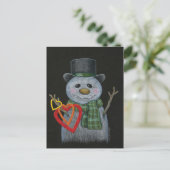 Carte postale Snowman Holding Hearts (Debout devant)