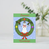 Carte postale Snowman Holiday (personnalisable) (Debout devant)