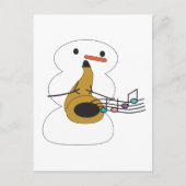 Carte Postale Snowman Jouer Saxophone Notes musicales (Devant)