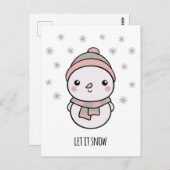 Carte Postale Snowman kawaii laisse neiger (Devant / Derrière)