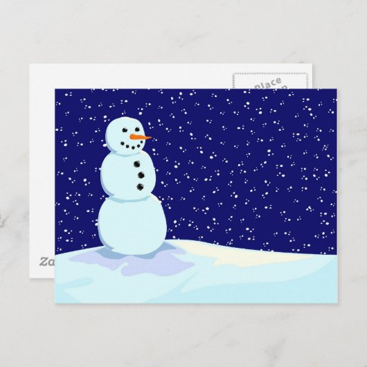 Carte Postale Snowman la nuit (Devant / Derrière)