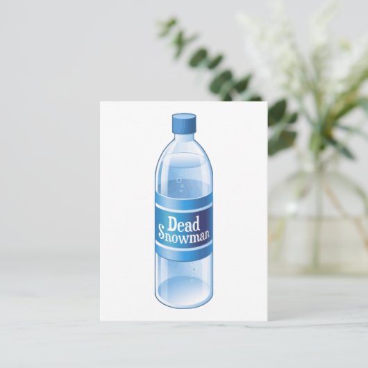 Carte Postale Snowman mort eau embouteillée fondue (Debout devant)