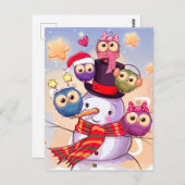 Carte Postale Snowman & Owls (Devant / Derrière)