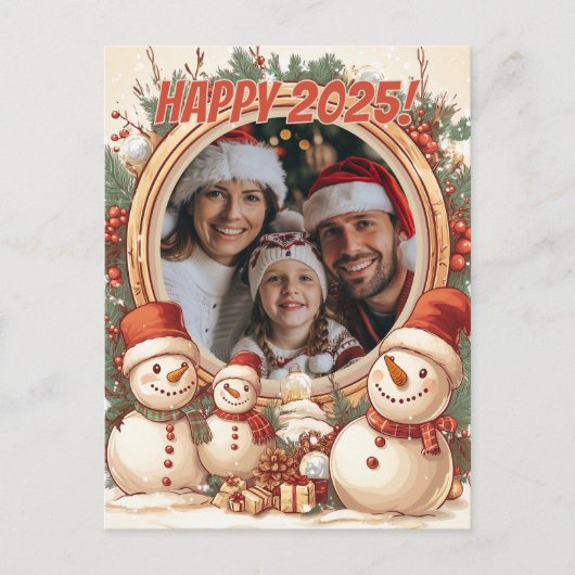 Carte Postale Snowman personnalisable Bonne année (Devant)