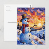 Carte Postale Snowman pour Noël (Devant / Derrière)