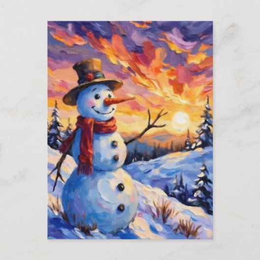 Carte Postale Snowman pour Noël (Devant)