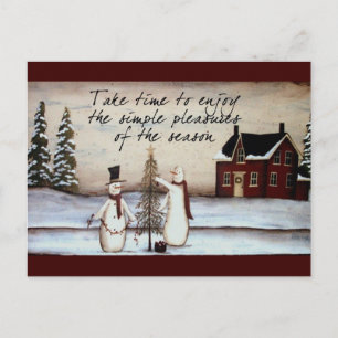 Carte postale Snowman primitive