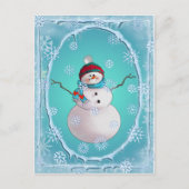 Carte Postale SNOWMAN, SCARF & SNOW CASQUETTE par SHARON SHARPE (Devant)