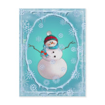 SNOWMAN, SCARF & SNOW CASQUETTE par SHARON SHARPE