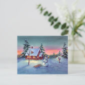 Carte Postale SNOWMAN & SLED par SHARON SHARPE (Debout devant)