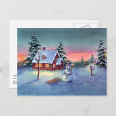 Carte Postale SNOWMAN & SLED par SHARON SHARPE (Devant / Derrière)