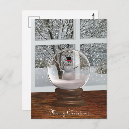 Carte postale Snowman Snow Globe (Devant / Derrière)