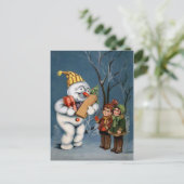 Carte Postale Snowman vintage avec présentateurs (Debout devant)